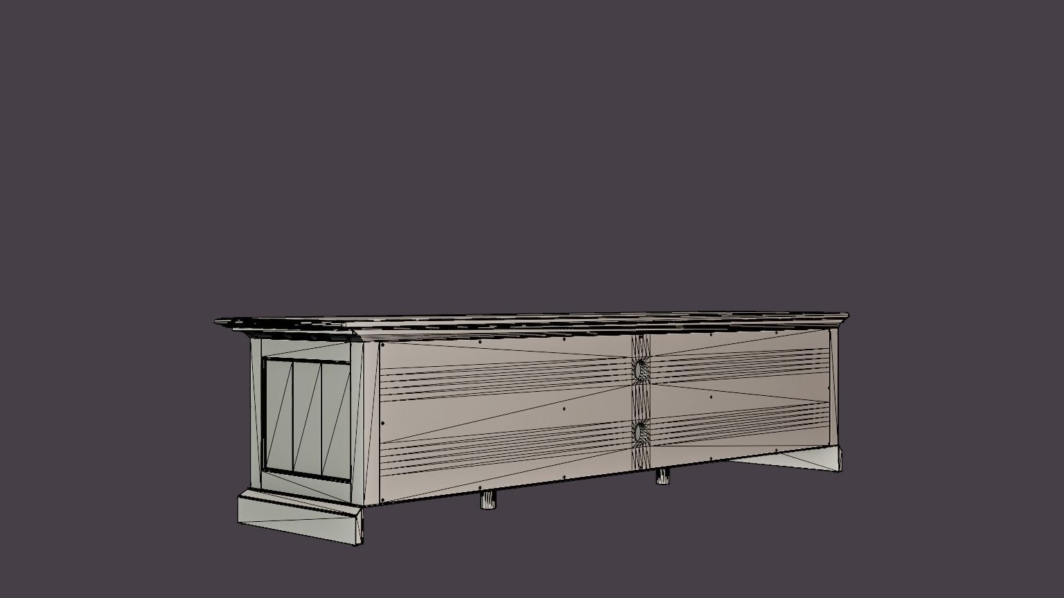 Hampton TV Bench 180 Cm Shelf4 Boxes White Low-poly 3D model_6