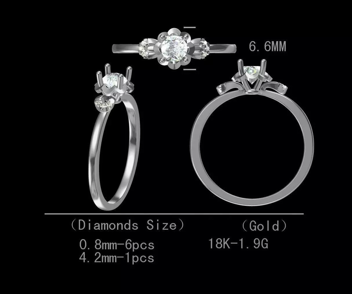 Flower design diamond engagement ring for women 3D model Free 3D print model
