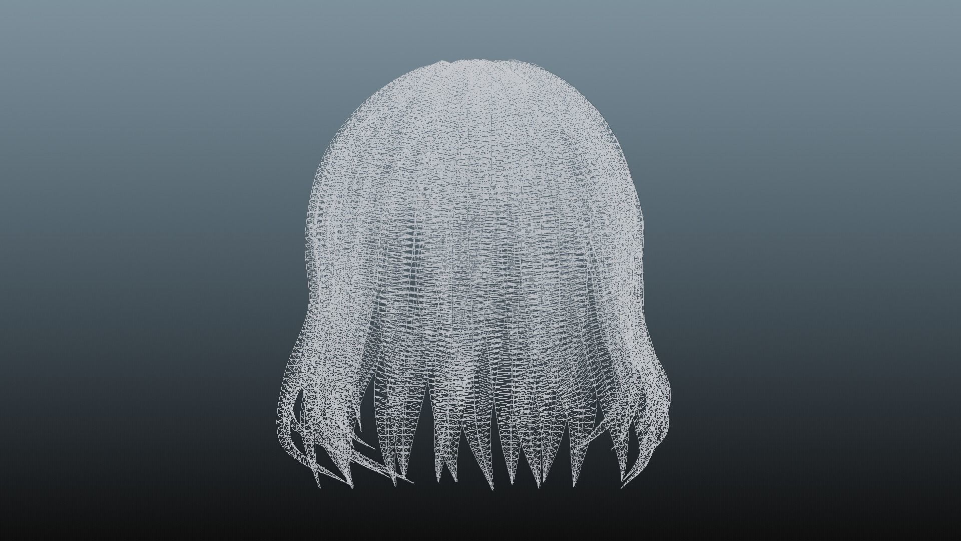 Female hair 4 colors Low-poly 3D model_34