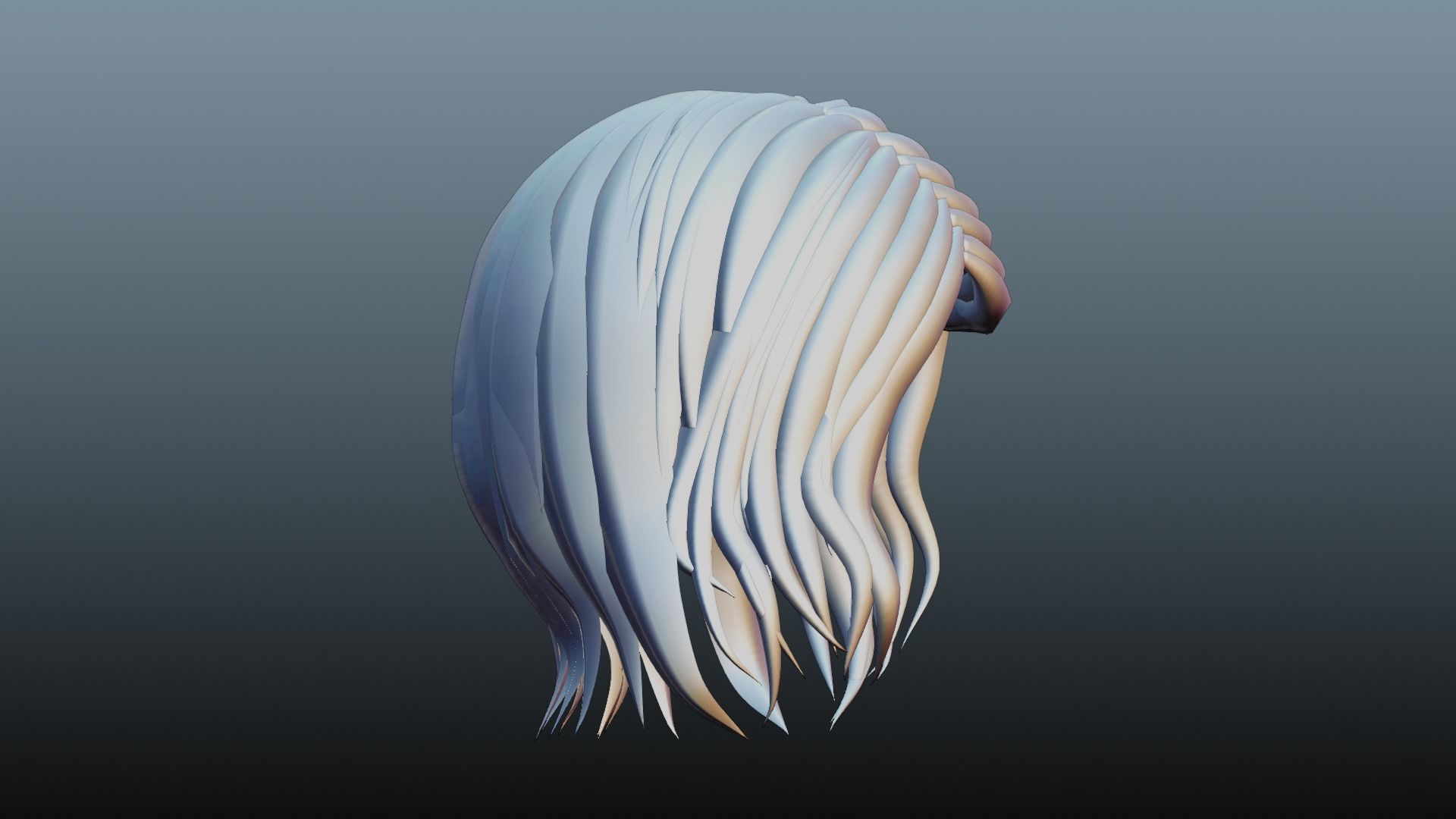 Female hair 4 colors Low-poly 3D model_32