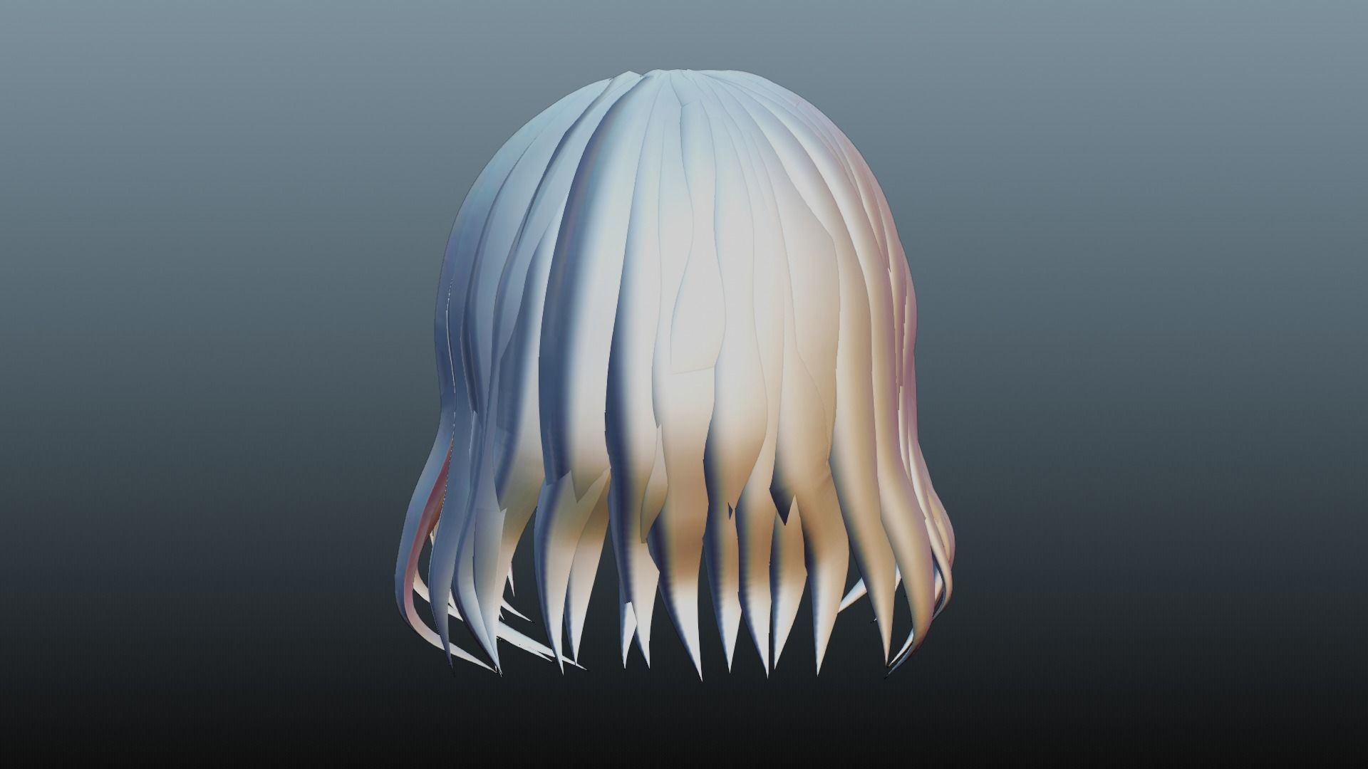 Female hair 4 colors Low-poly 3D model_26