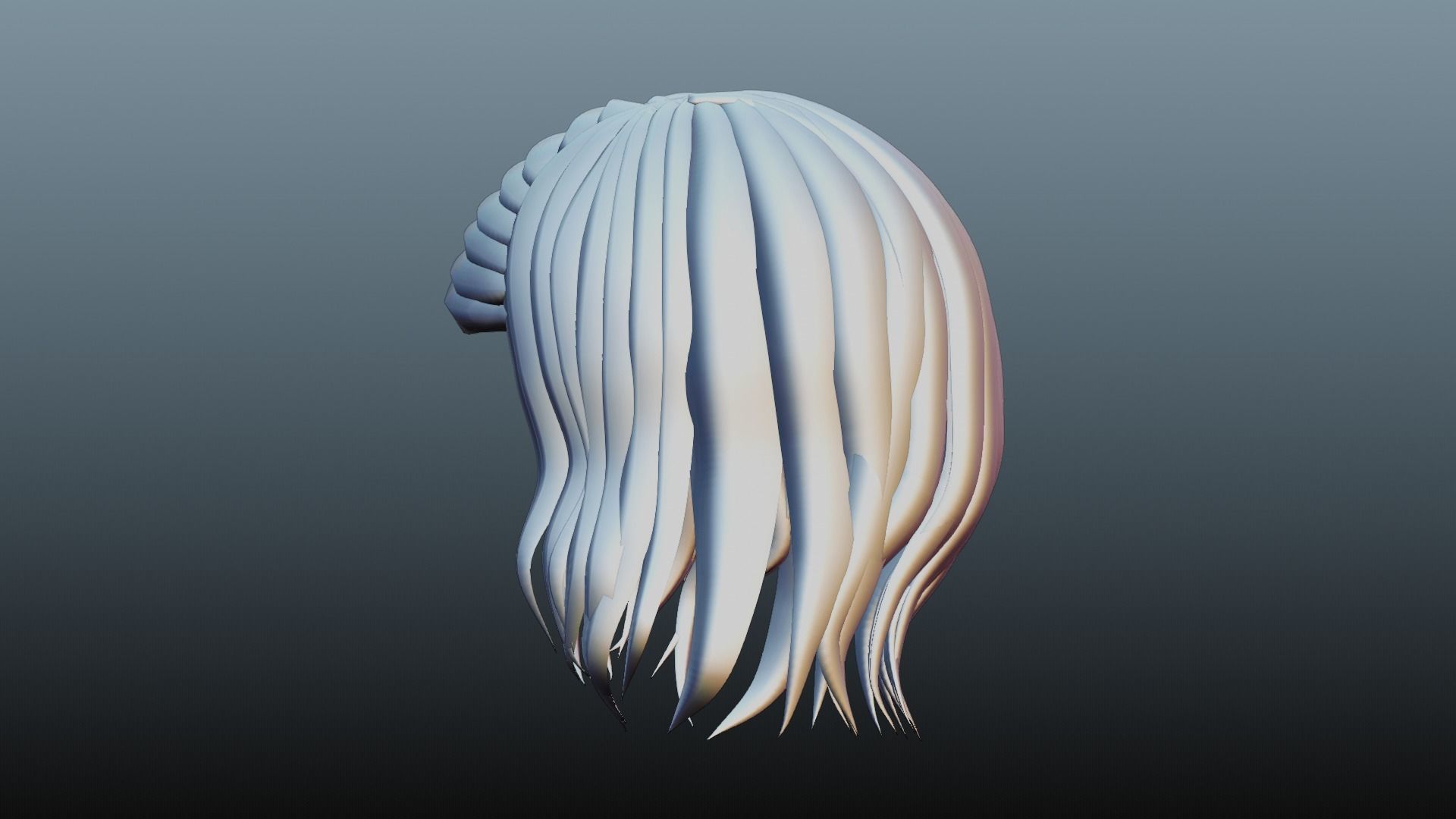 Female hair 4 colors Low-poly 3D model_25