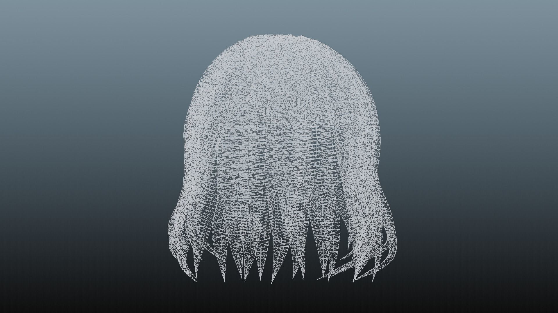 Female hair 4 colors Low-poly 3D model_12