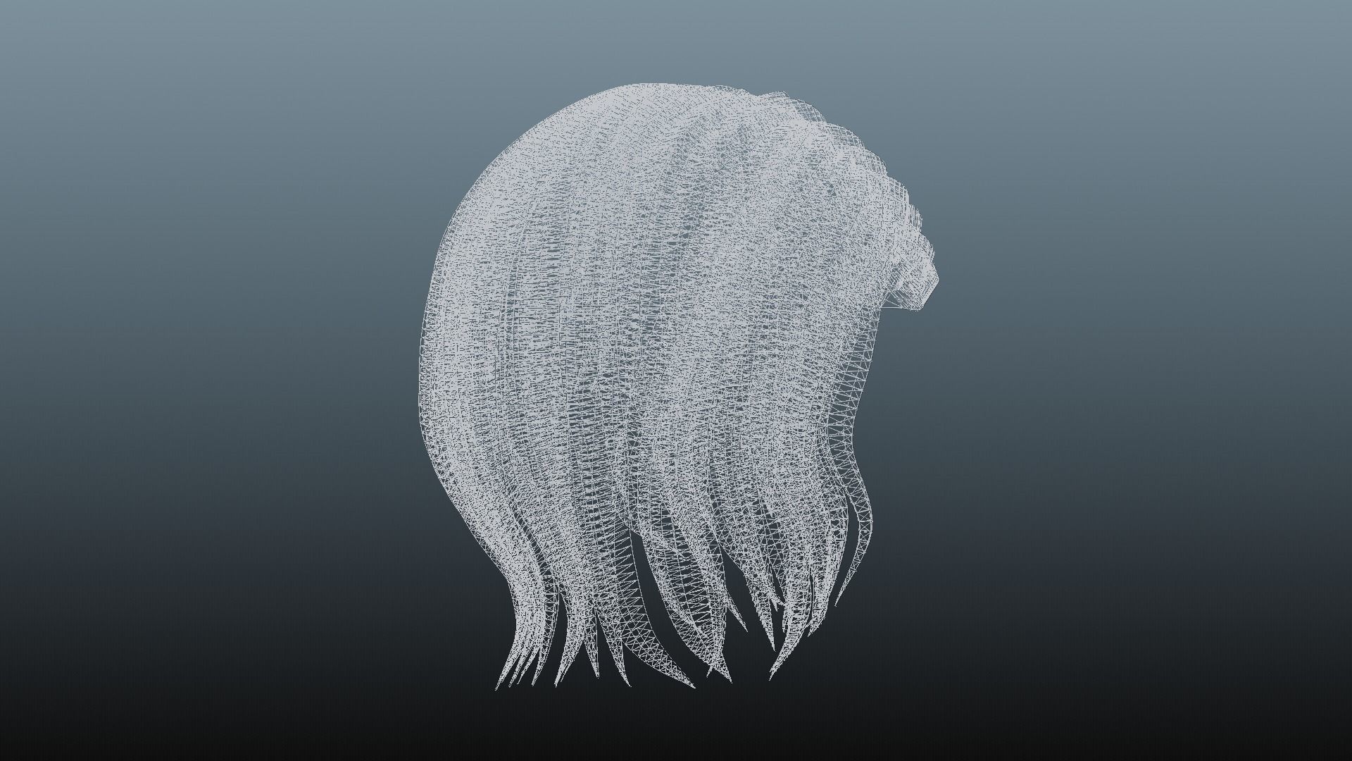 Female hair 4 colors Low-poly 3D model_15