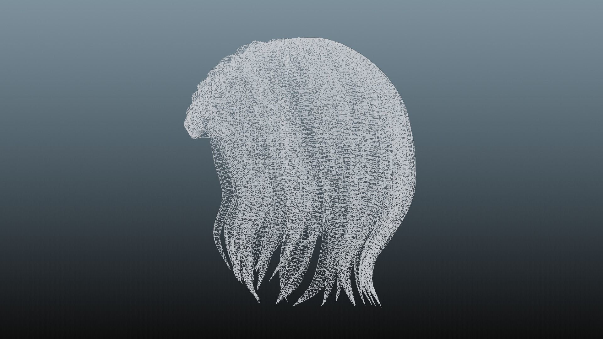 Female hair 4 colors Low-poly 3D model_35