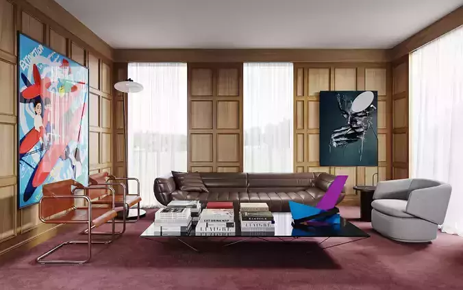 Office Luxury Interior Scene 001 3D model
