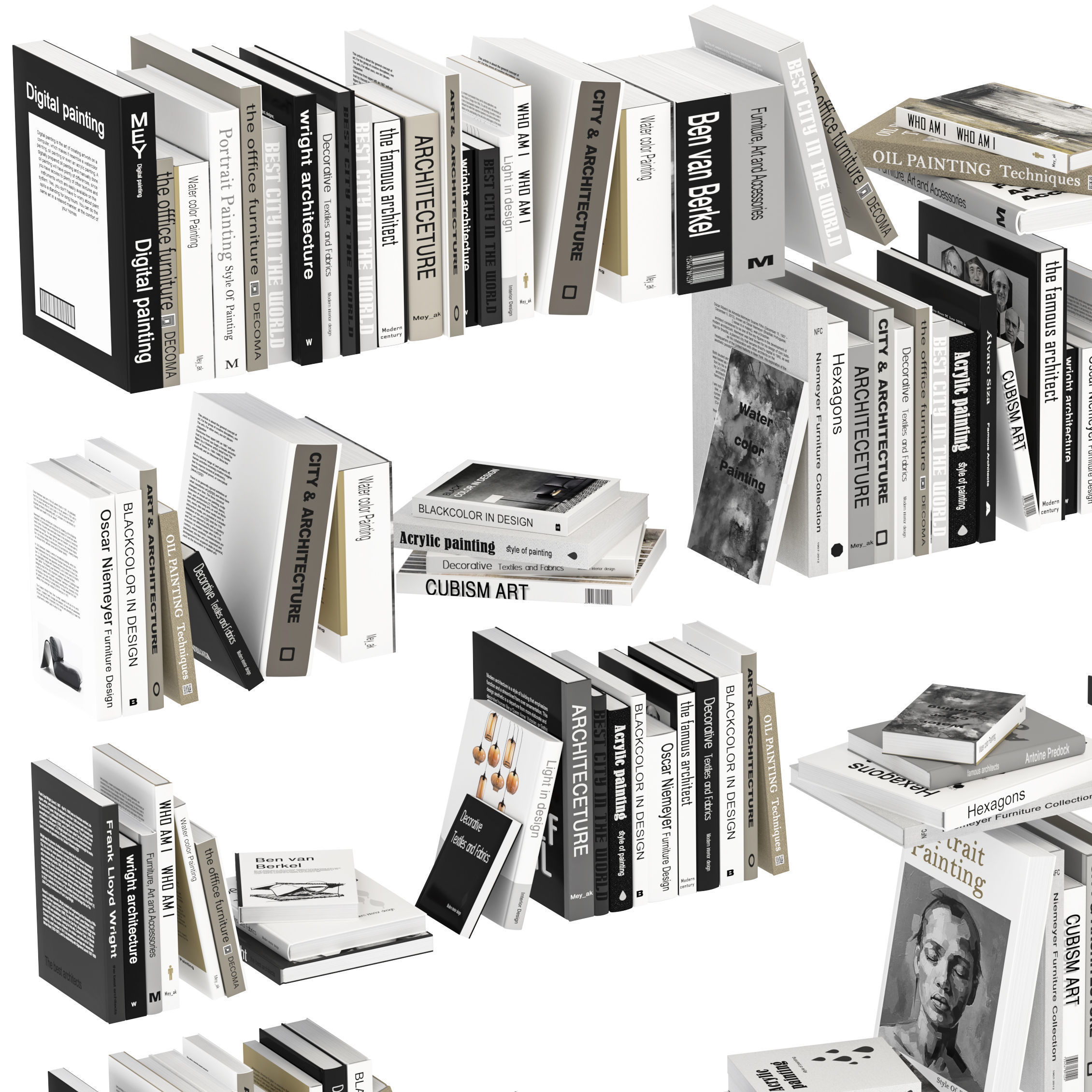 Book collection M set 2 3D model_5