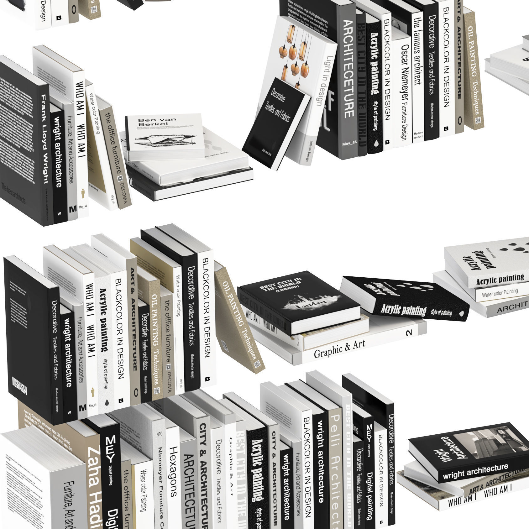Book collection M set 2 3D model_4