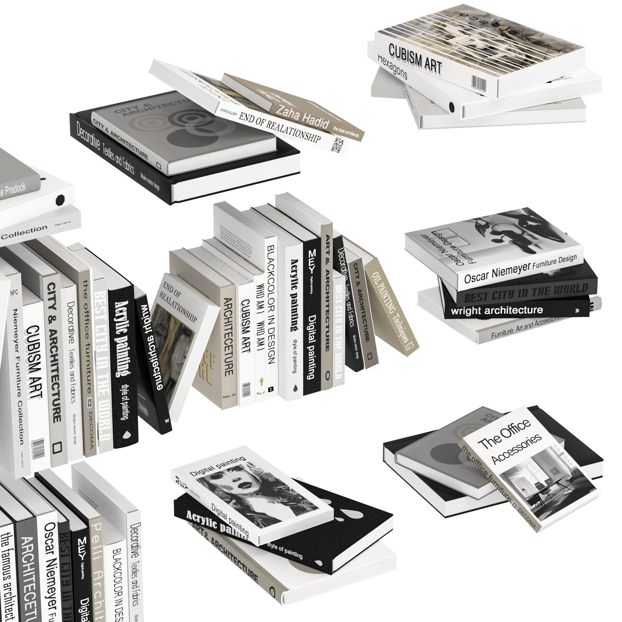 Book collection M set 2 3D model_6