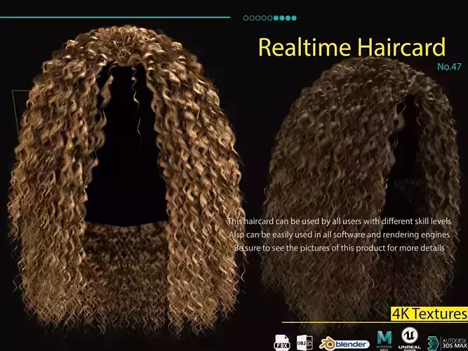 Realtime Haircard No47 Low-poly 3D model