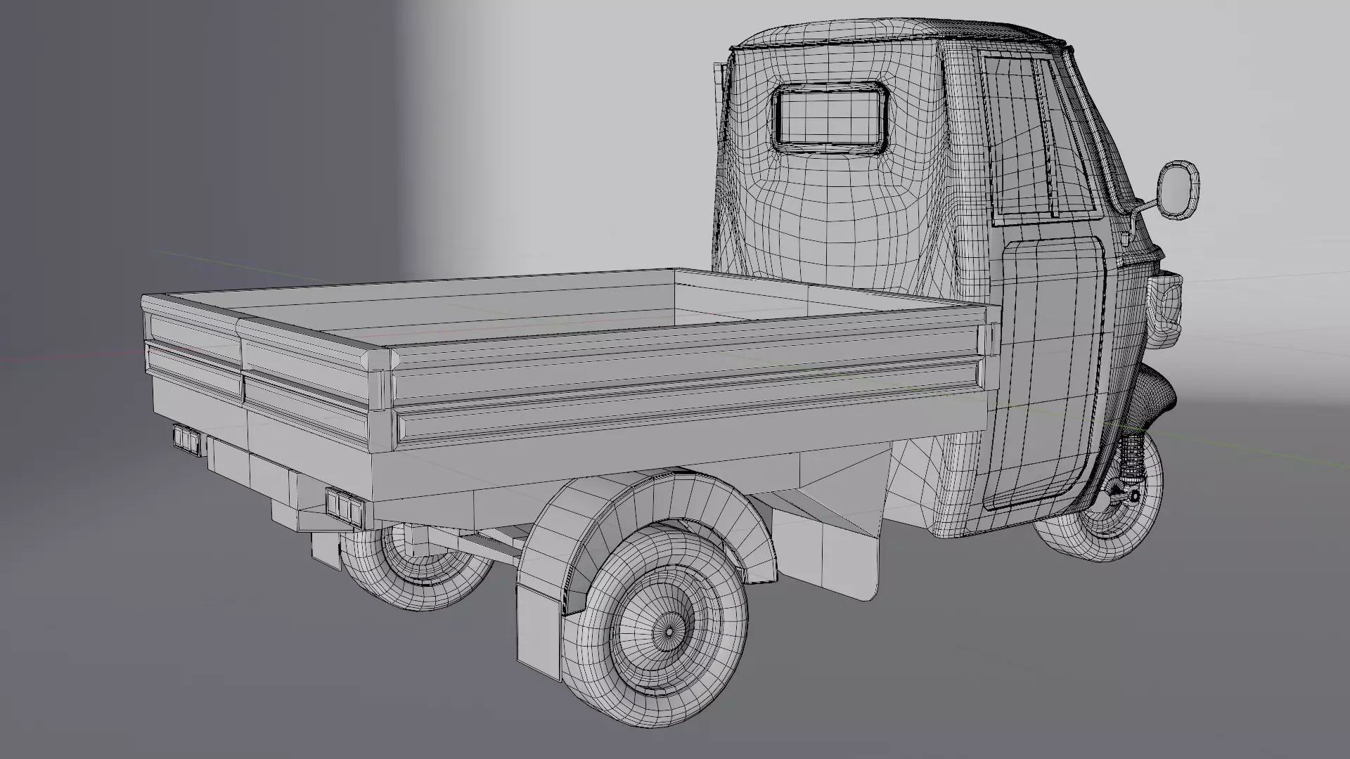 Piaggio Ape 3 Wheel Pickup Realistic Versatile 3D Model  Low-poly 3D model_4