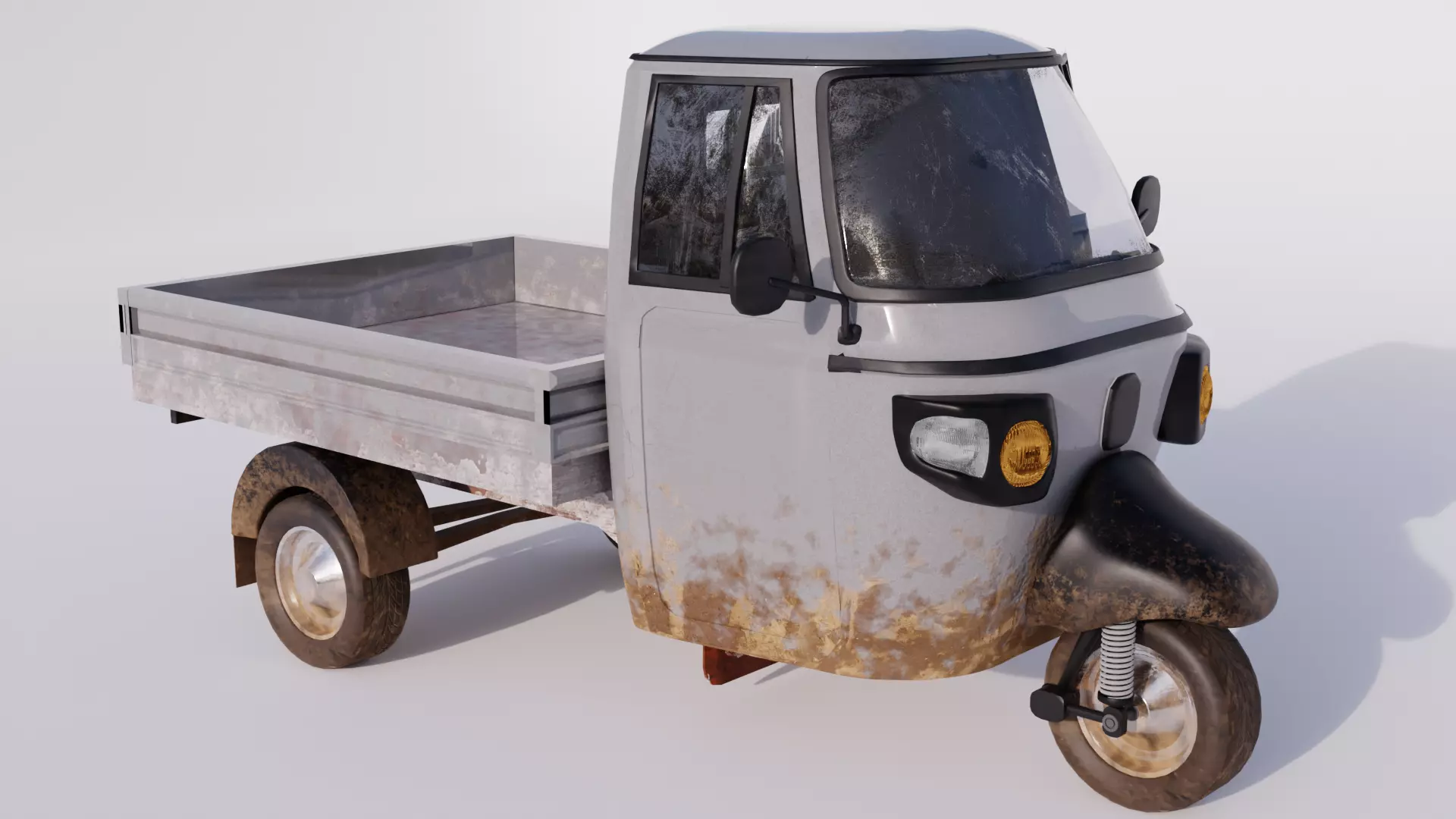 Piaggio Ape 3 Wheel Pickup Realistic Versatile 3D Model  Low-poly 3D model_0