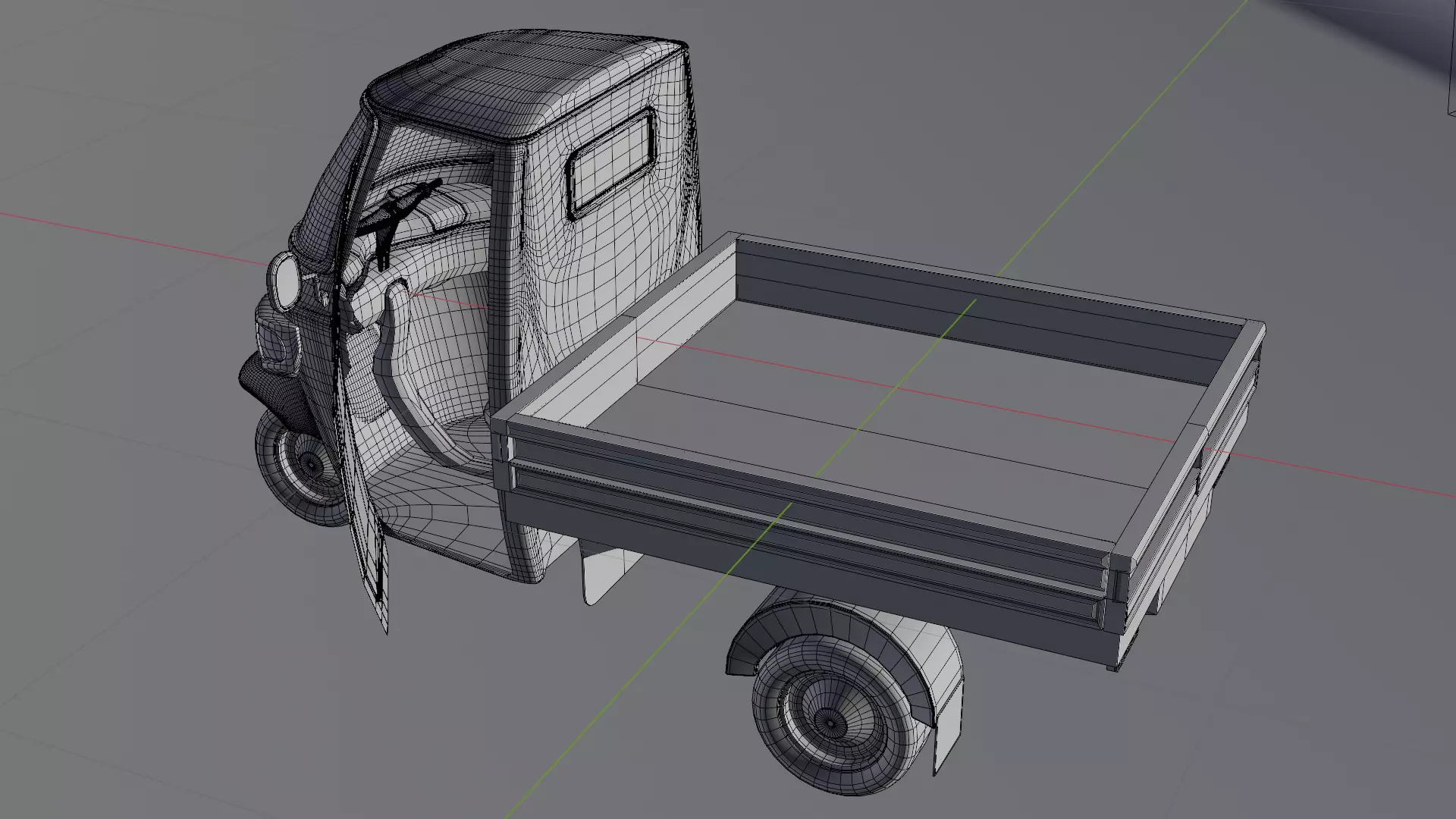 Piaggio Ape 3 Wheel Pickup Realistic Versatile 3D Model  Low-poly 3D model_5