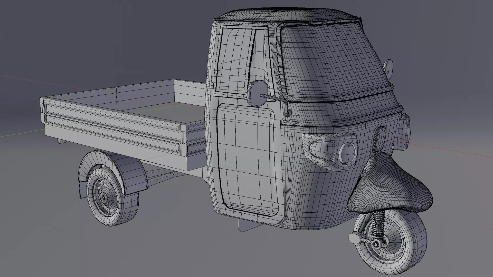 Piaggio Ape 3 Wheel Pickup Realistic Versatile 3D Model  Low-poly 3D model_3