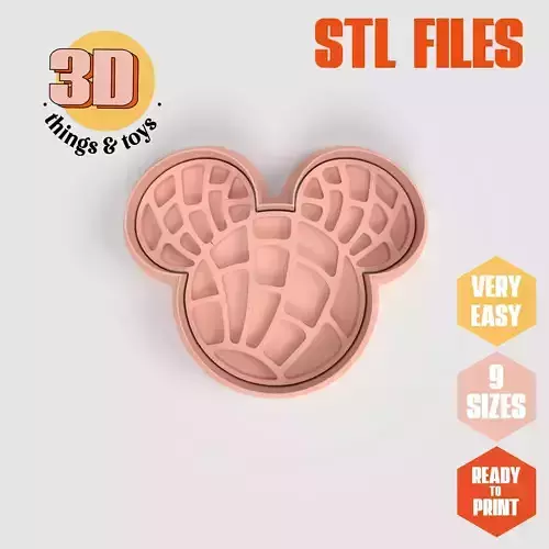 Mickey Mouse Concha - Cookie Cutter Clay - Many Size