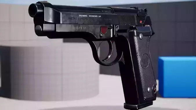 Beretta 92S  Low-poly 3D model Low-poly 3D model