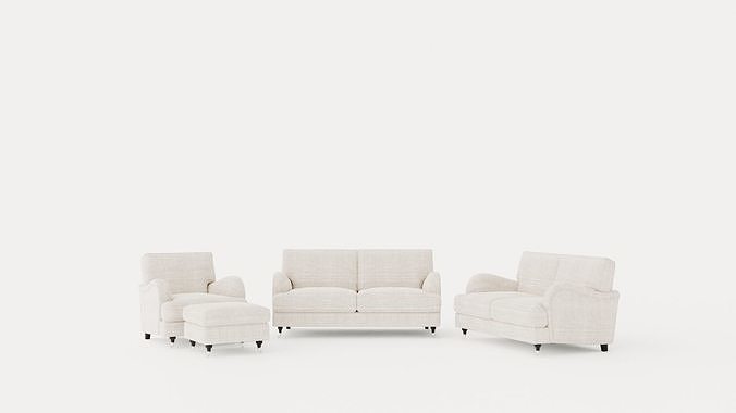 Howard Classic Sofa Group 3 Seater 2 Seater Armchair Footstool Low-poly 3D model