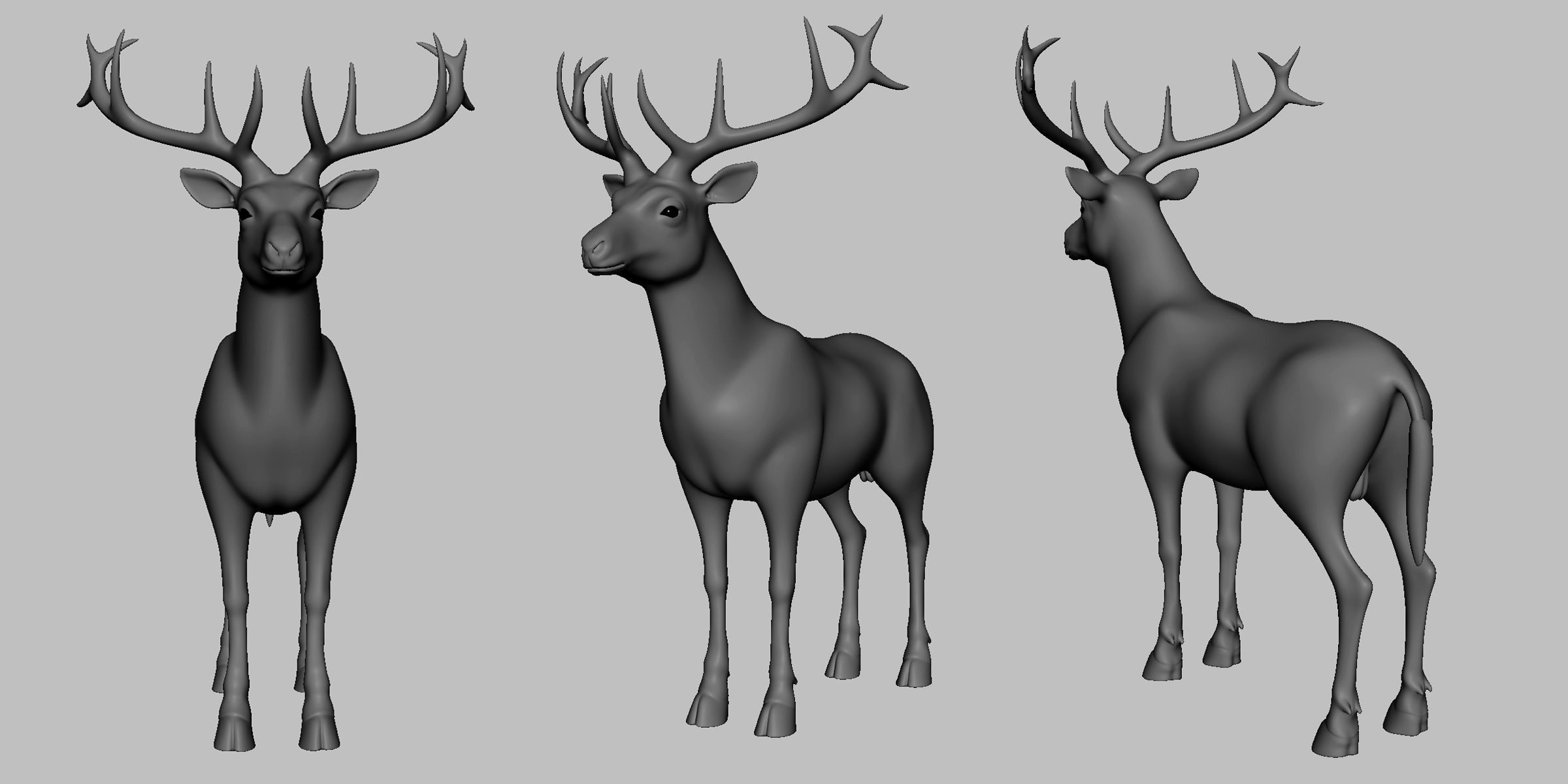 Deer Basemesh Low-poly 3D model_2