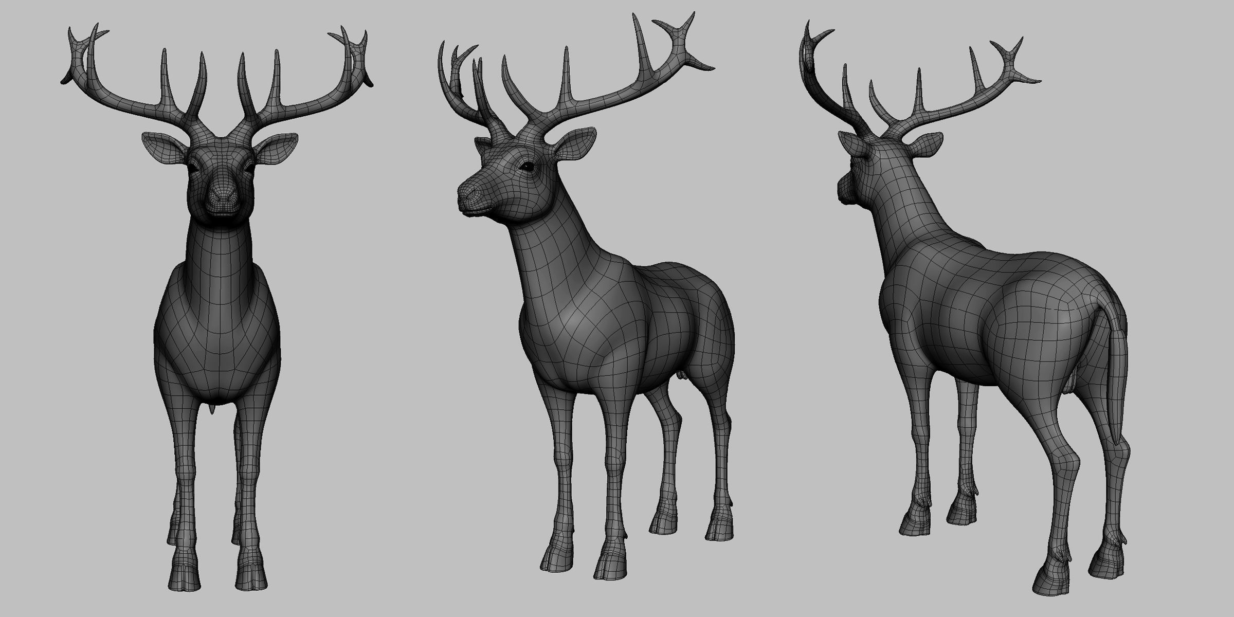 Deer Basemesh Low-poly 3D model_3