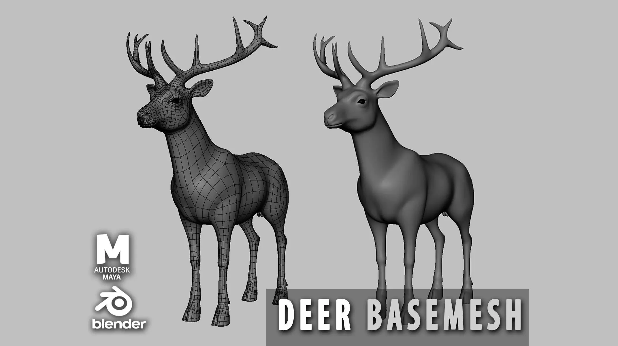 Deer Basemesh Low-poly 3D model_0