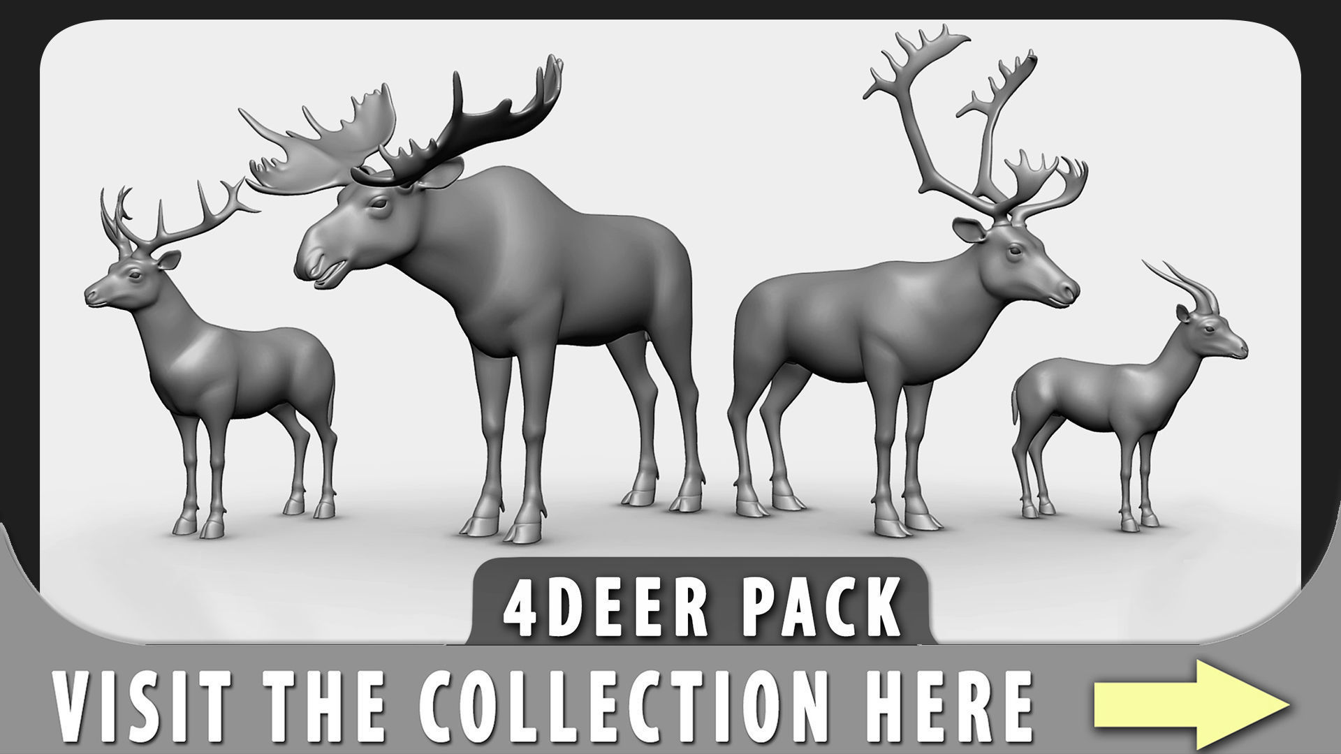 Deer Basemesh Low-poly 3D model_7