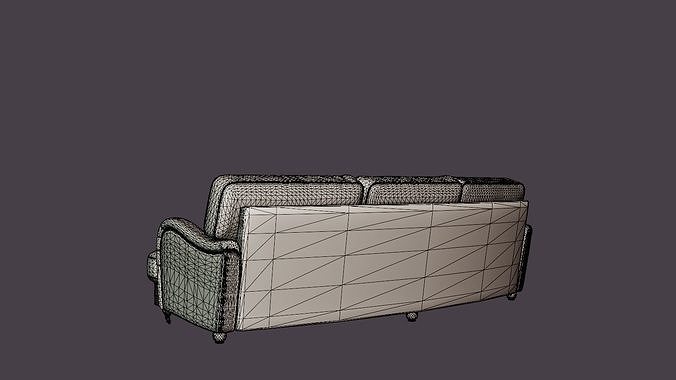 Howard Luxury 4 Seater Sofa Swung Beige 3D model 7