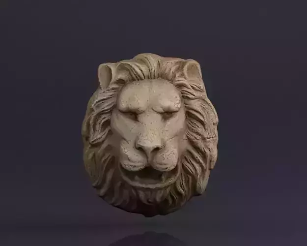 S00065 Lion head bas-relief