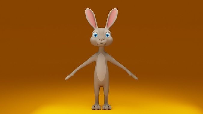 Energetic Stylized Cartoon Hare 3D Model Hop into Your Projects 3D model