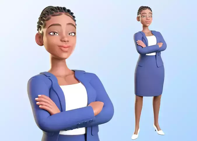 Business Female Black Woman  Low-poly 3D model