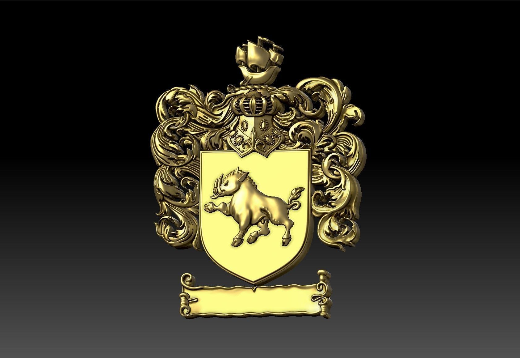 COAT OF ARMS BOAR 3D print model_5
