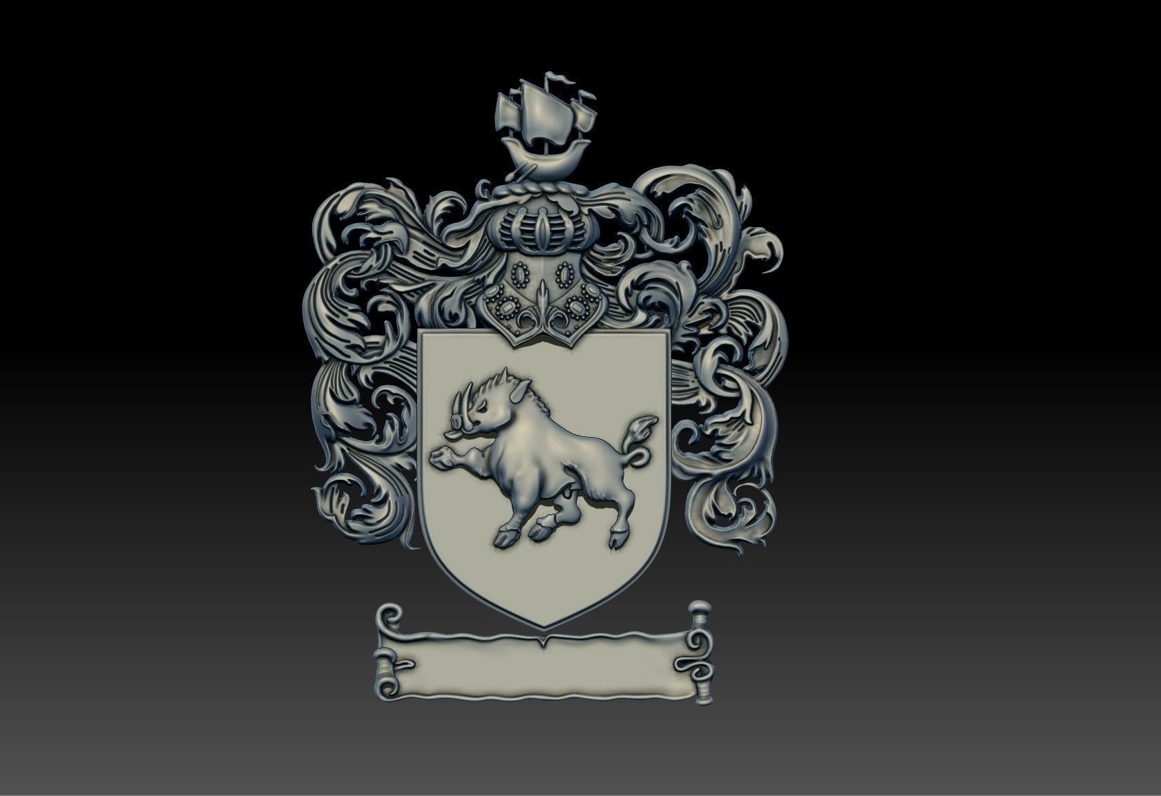 COAT OF ARMS BOAR 3D print model_6