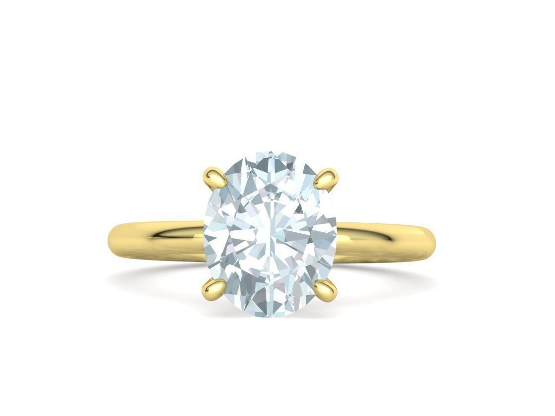 Classic Solitaire Ring with Oval shaped Stone 10x8 3Dmodel 3D print model_21