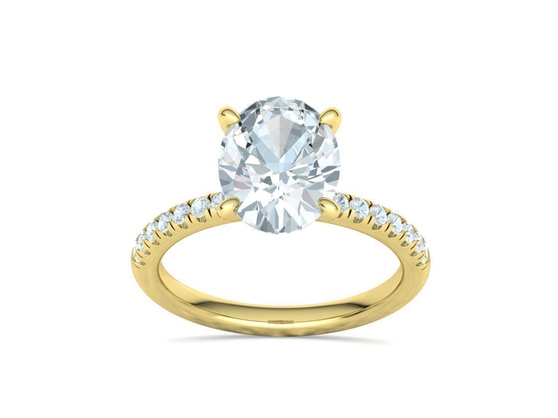 Classic Solitaire Ring with Oval shaped Stone 10x8 3Dmodel 3D print model_24