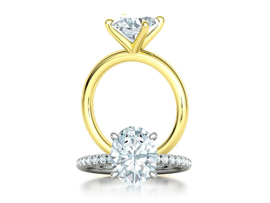 Classic Solitaire Ring with Oval shaped Stone 10x8 3Dmodel 3D print model_3