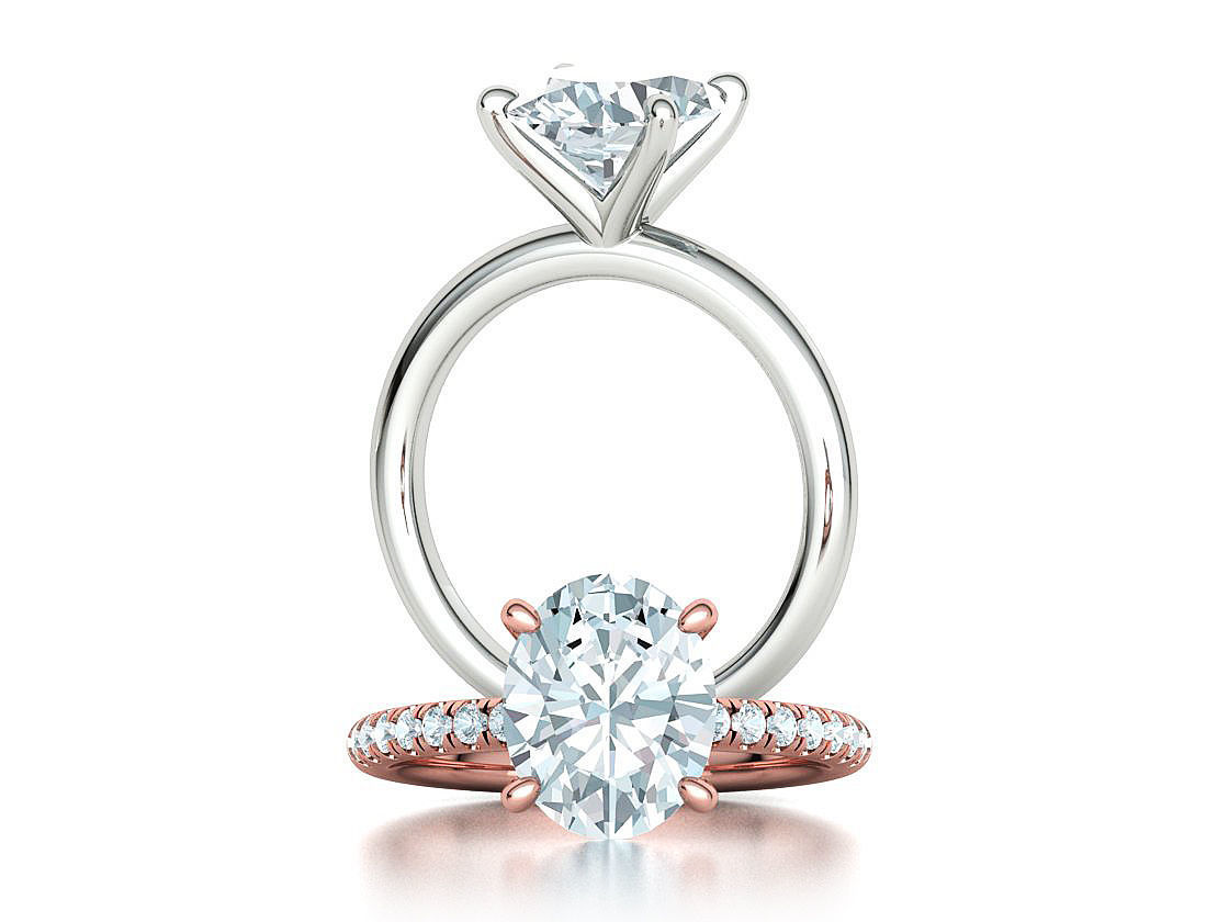 Classic Solitaire Ring with Oval shaped Stone 10x8 3Dmodel 3D print model_2