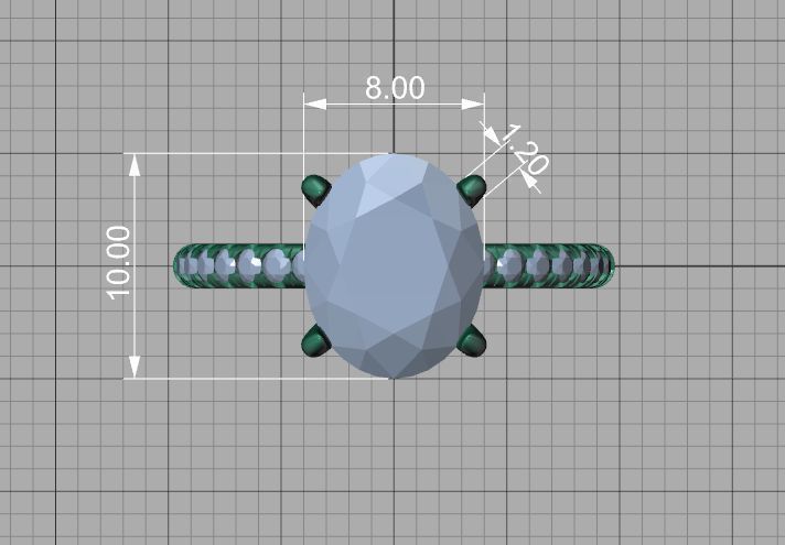 Classic Solitaire Ring with Oval shaped Stone 10x8 3Dmodel 3D print model_5