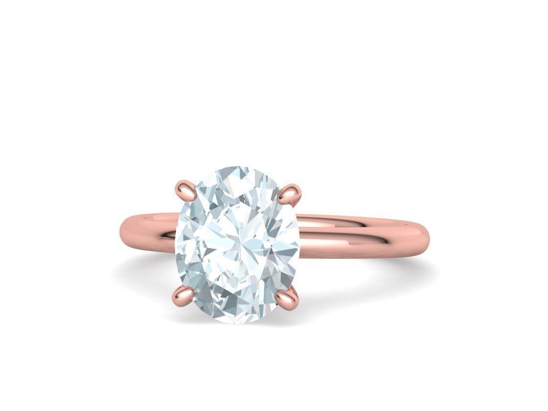 Classic Solitaire Ring with Oval shaped Stone 10x8 3Dmodel 3D print model_14