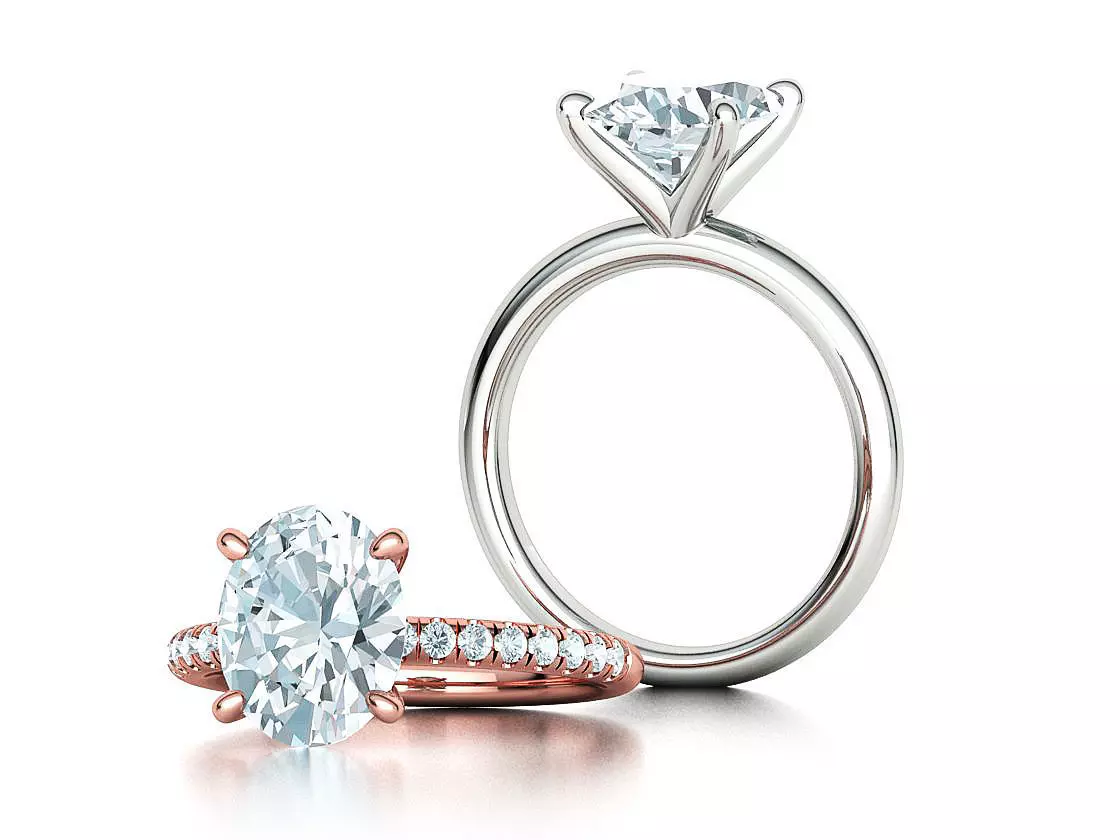 Classic Solitaire Ring with Oval shaped Stone 10x8 3Dmodel 3D print model_0