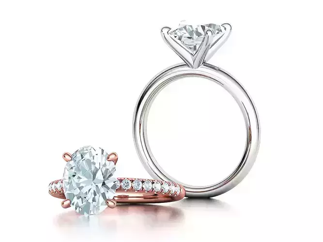 Classic Solitaire Ring with Oval shaped Stone 10x8 3Dmodel 3D print model