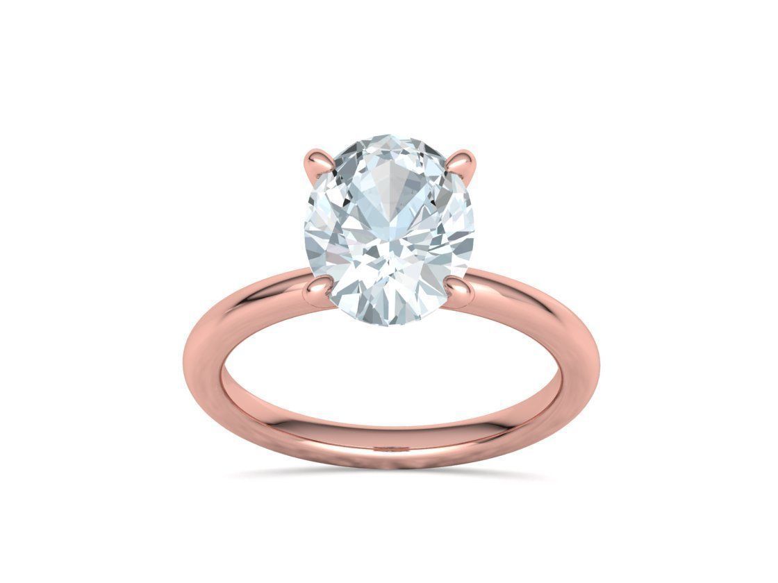 Classic Solitaire Ring with Oval shaped Stone 10x8 3Dmodel 3D print model_26