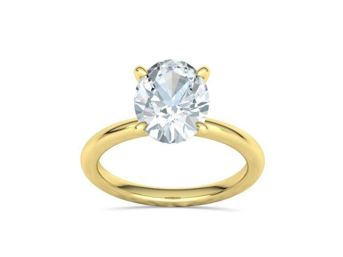 Classic Solitaire Ring with Oval shaped Stone 10x8 3Dmodel 3D print model_27