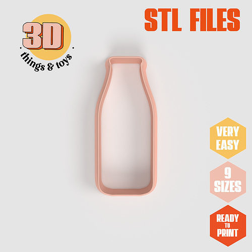 Milk Bottle Drink - Cookie Cutter Clay - Many Size 3D print model