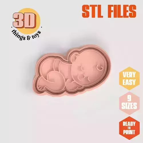 Baby Sleep - Cookie Cutter Clay - Many Size 3D print model