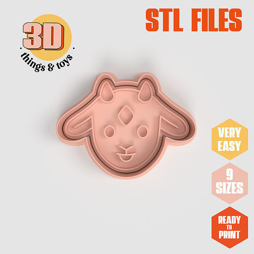 Baby Goat Animal - Cookie Cutter Clay - Many Size 3D print model