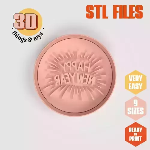 Happy New Year - Cookie Cutter Clay - Many Size  3D print model