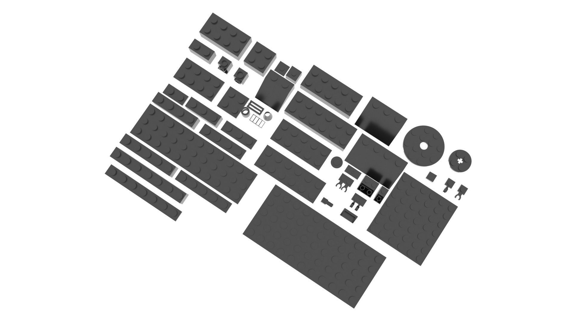 Grey Metallic Lego Bricks Set 3D model_16