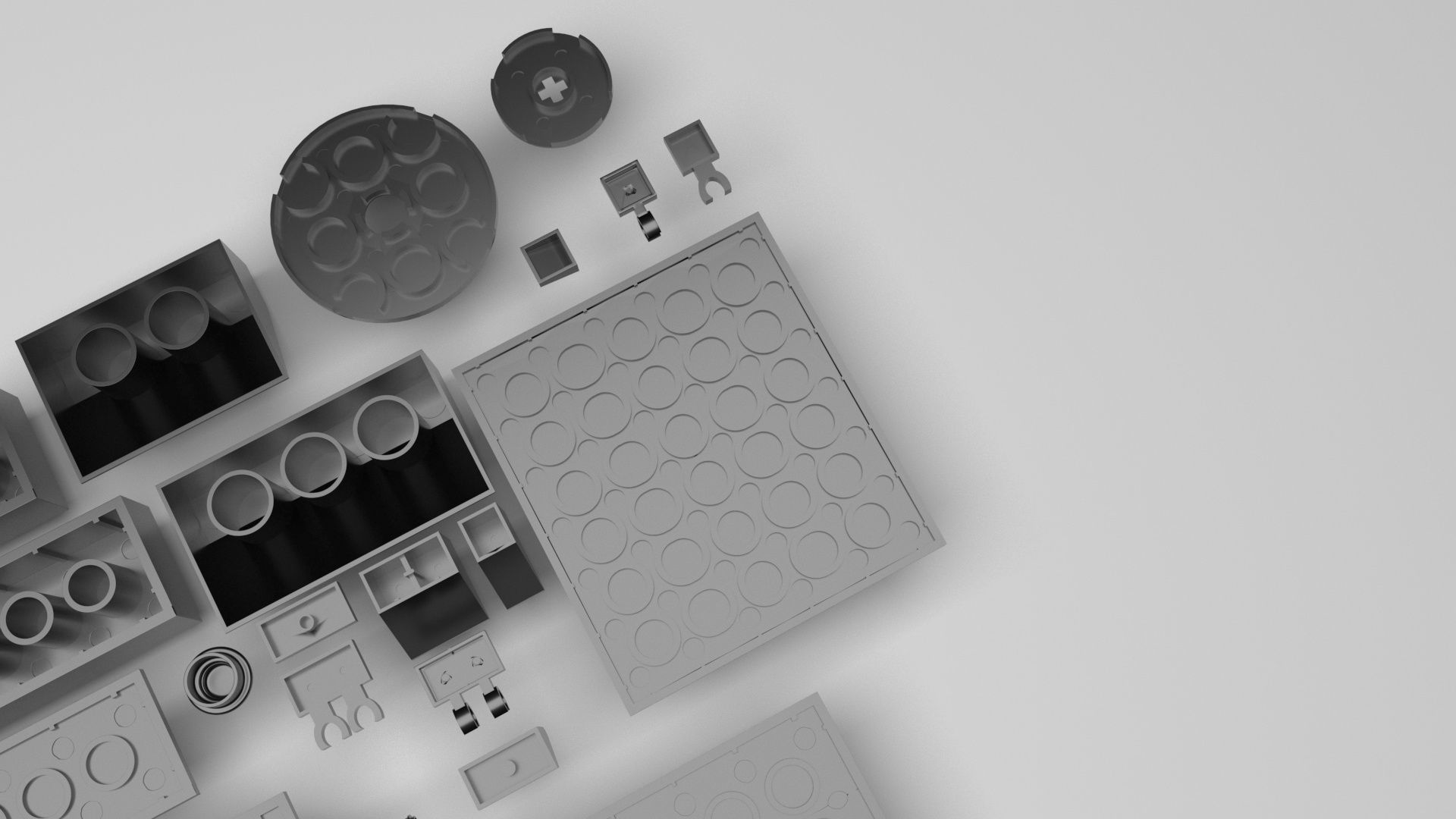 Grey Metallic Lego Bricks Set 3D model_9