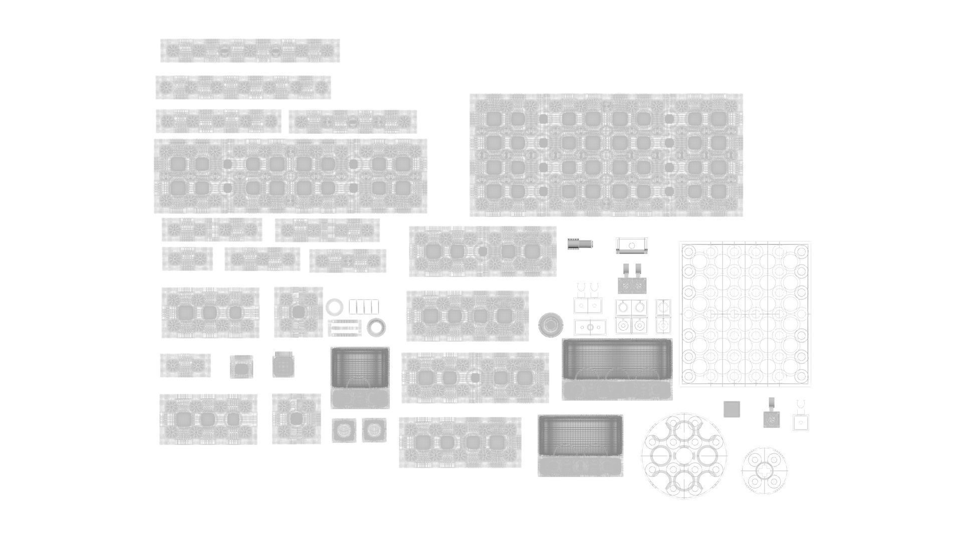 Grey Metallic Lego Bricks Set 3D model_37