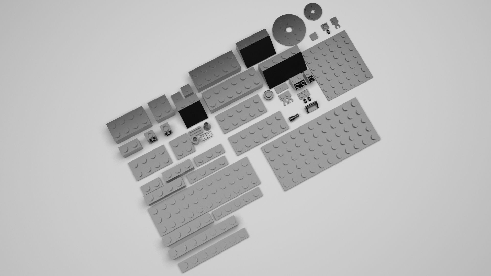 Grey Metallic Lego Bricks Set 3D model_5
