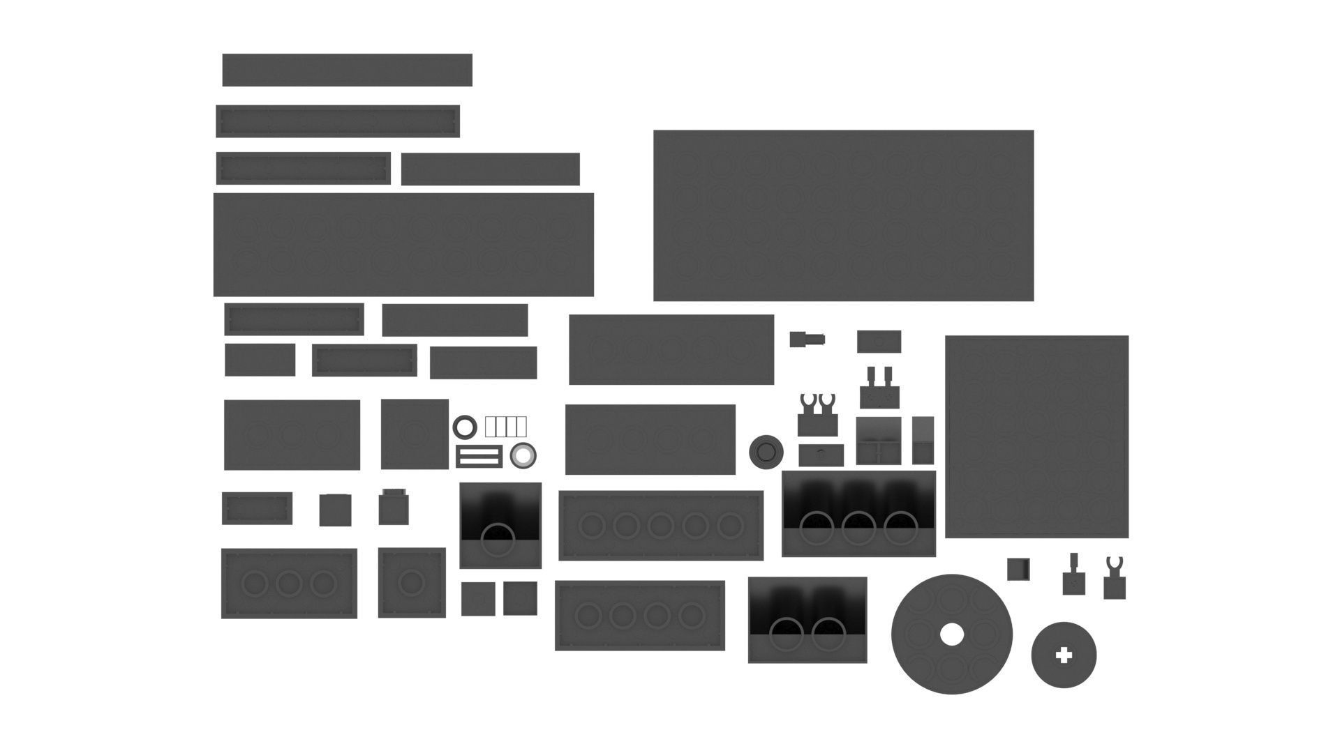 Grey Metallic Lego Bricks Set 3D model_23